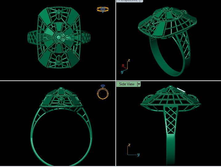 Azure Bloom Female Solitaire Ring – High-Precision 3D STL File (Size 16.5)