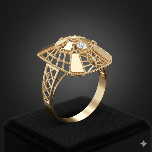 Azure Bloom Female Solitaire Ring – High-Precision 3D STL File (Size 16.5)