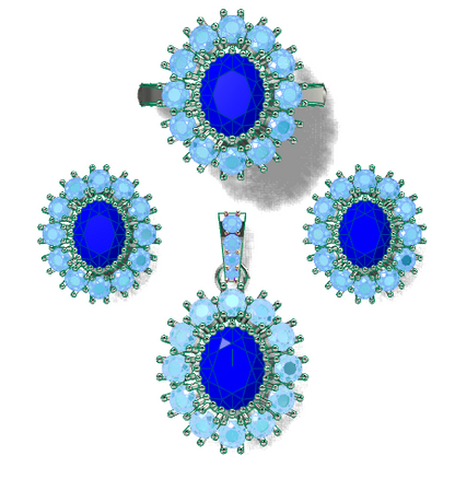 female Jewelry Set 3D CAD Model (STL) – Ring, Pendant & Earrings for 3D Printing