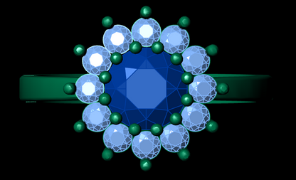 Azure Bloom Female Solitaire Ring – 3D STL File (Size 17)