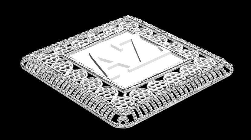 Custom AZ Monogram Square Locket STL File – 3D Printable Jewelry Design for Gold & Silver