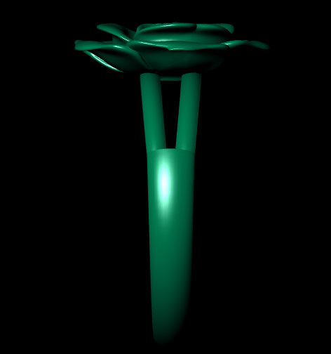 Golden Rose Petal Female Ring – 3D STL File (Size 16.5)