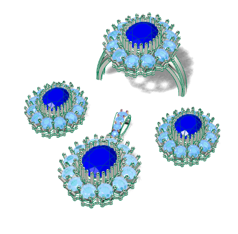 female Jewelry Set 3D CAD Model (STL) – Ring, Pendant & Earrings for 3D Printing