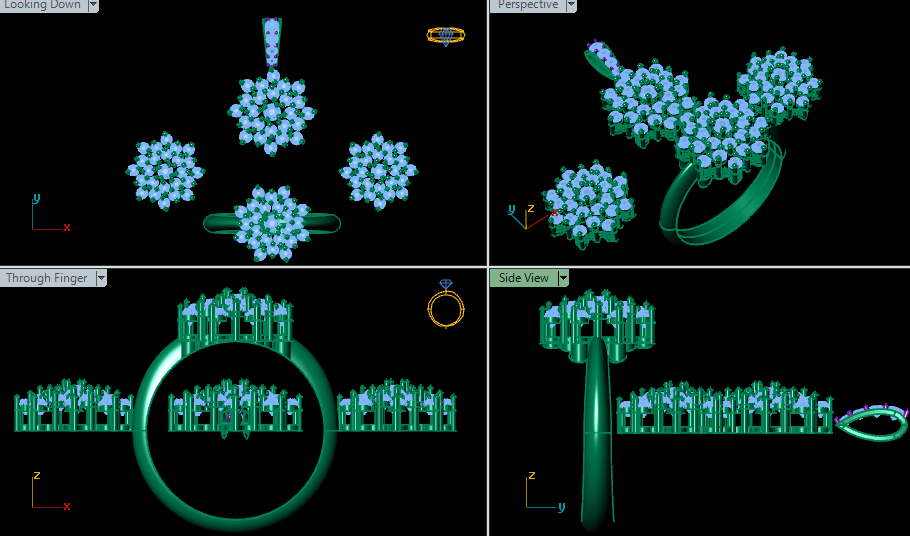 female Jewelry Set 3D CAD Model (STL) – Ring, Pendant & Earrings for 3D Printing