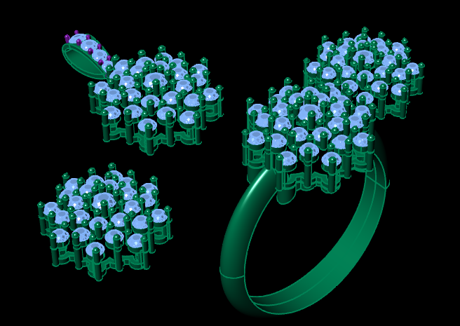 female Jewelry Set 3D CAD Model (STL) – Ring, Pendant & Earrings for 3D Printing