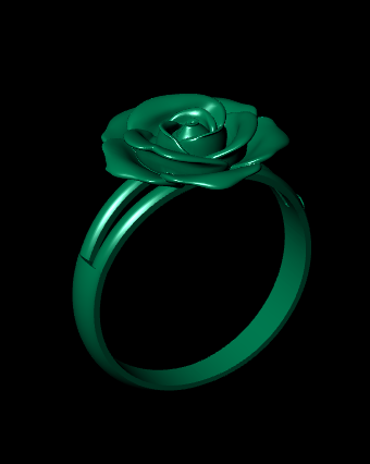 Golden Rose Petal Female Ring – 3D STL File (Size 16.5)