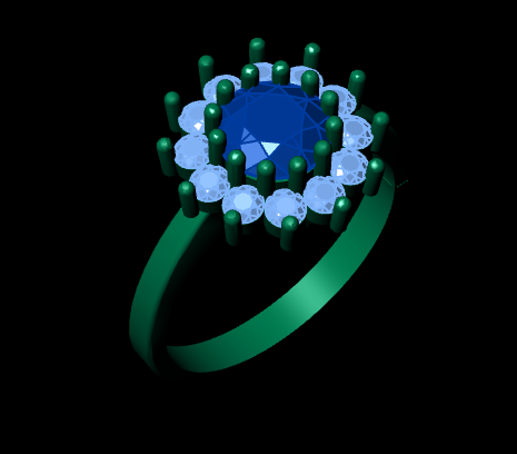 Azure Bloom Female Solitaire Ring – 3D STL File (Size 17)