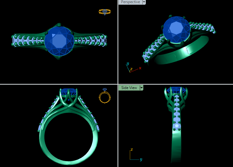 Azure Bloom Female Ring - Swiss Size 20 (STL Design)