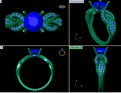 Nature-Inspired Leaf Bypass Engagement Ring 3D CAD Model (STL) – 2.35g Gold