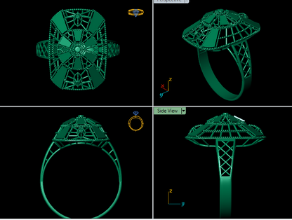 Azure Bloom Female Solitaire Ring – High-Precision 3D STL File (Size 16.5)