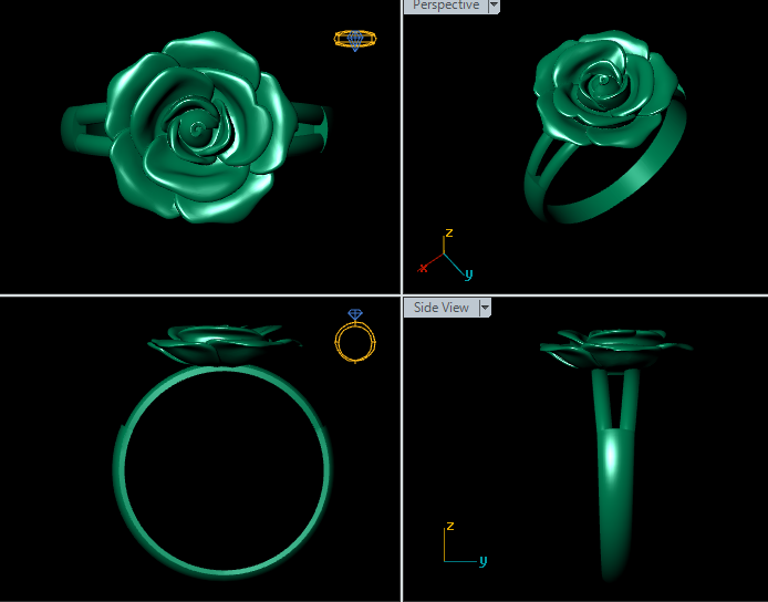 Golden Rose Petal Female Ring – 3D STL File (Size 16.5)
