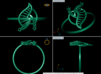 Italian female Ring STL File – 3D Jewelry Design for Gold & Silver Casting