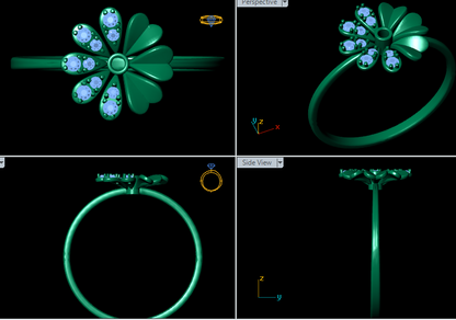 Italian female Ring STL File – 3D Jewelry Design for Gold & Silver Casting