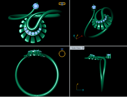 Italian female Ring STL File – 3D Jewelry Design for Gold & Silver Casting