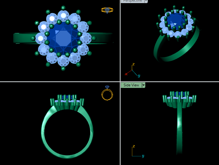 Azure Bloom Female Solitaire Ring – 3D STL File (Size 17)