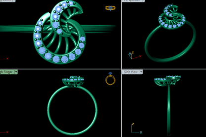 Italian female Ring STL File – 3D Jewelry Design for Gold & Silver Casting