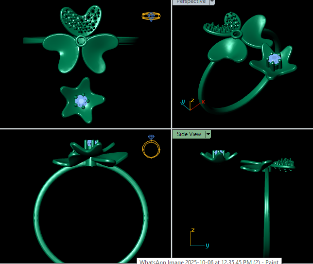 Italian female Ring STL File – 3D Jewelry Design for Gold & Silver Casting