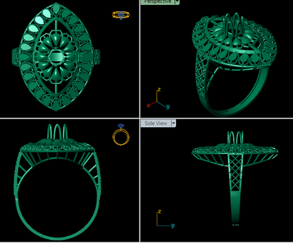 Traditional  Female Ring – High-Detail STL File for 3D Printing