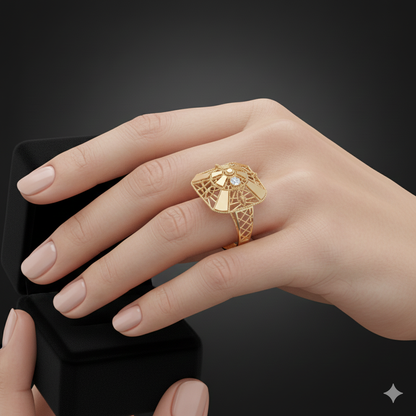 Azure Bloom Female Solitaire Ring – High-Precision 3D STL File (Size 16.5)