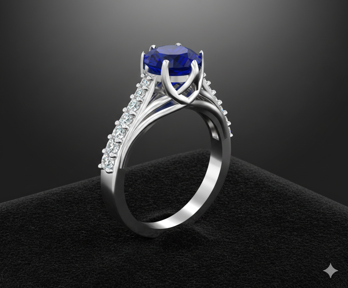 Azure Bloom Female Ring - Swiss Size 20 (STL Design)