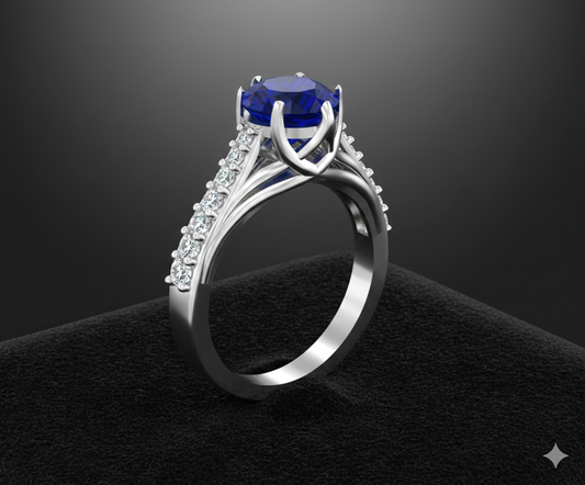 Azure Bloom Female Ring - Swiss Size 20 (STL Design)