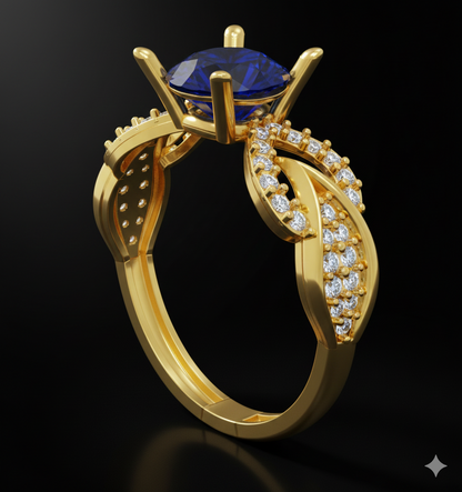 Nature-Inspired Leaf Bypass Engagement Ring 3D CAD Model (STL) – 2.35g Gold