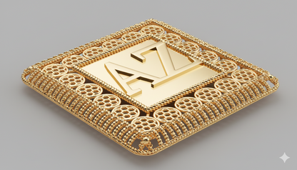 Custom AZ Monogram Square Locket STL File – 3D Printable Jewelry Design for Gold & Silver