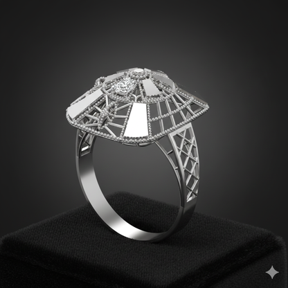 Azure Bloom Female Solitaire Ring – High-Precision 3D STL File (Size 16.5)