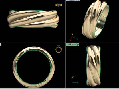 Luxury Triple Band Twist Gold Ring – 3D STL File for Jewelry Design