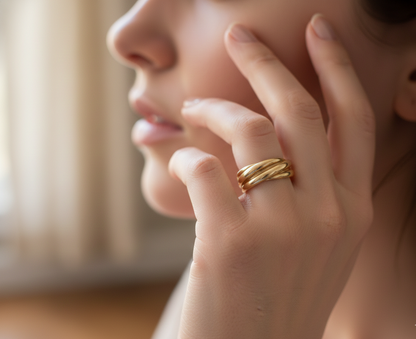 Luxury Triple Band Twist Gold Ring – 3D STL File for Jewelry Design
